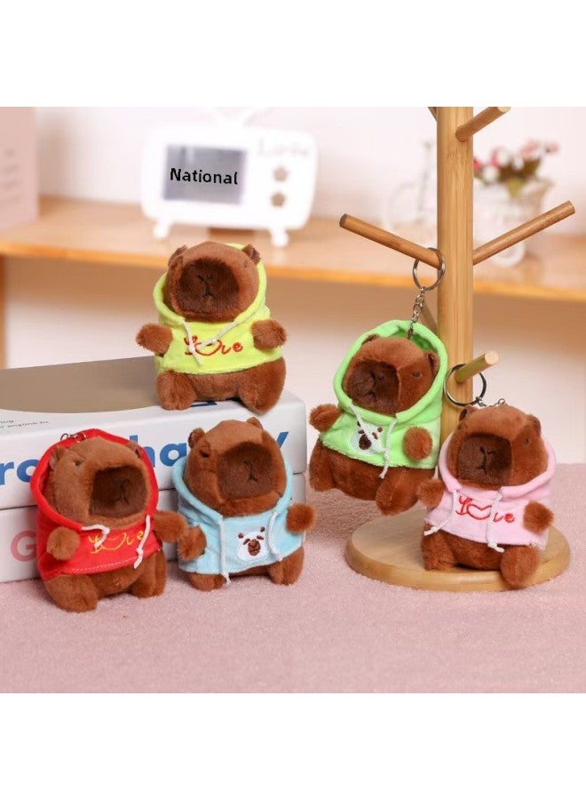 Kapibala Hot Sale Children's Plush Toy Capybara Doll Machine Push Night Market Ring Small Gifts-Color:Capybara-sweatshirt Style-Height:12cm With Gold Lobster Clasp - Image 1