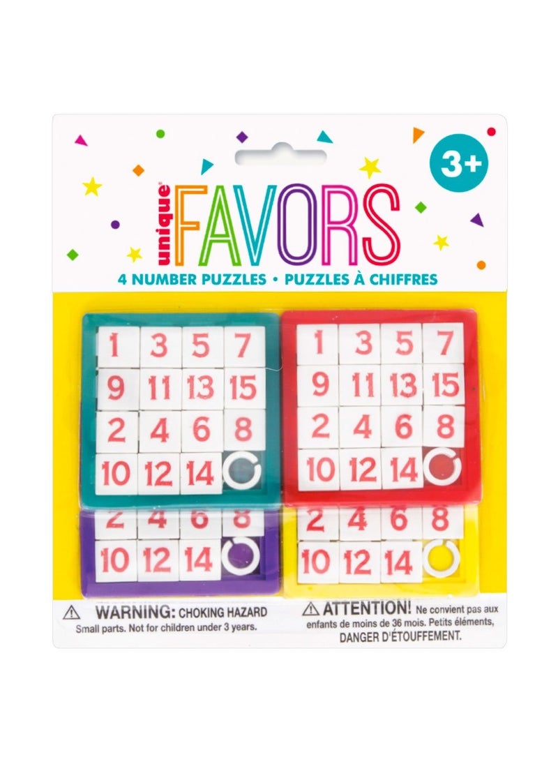 يونيك لعبة ألغاز الأرقام البلاستيكية متعددة الألوان - عبوة من 4 قطع - Image 2