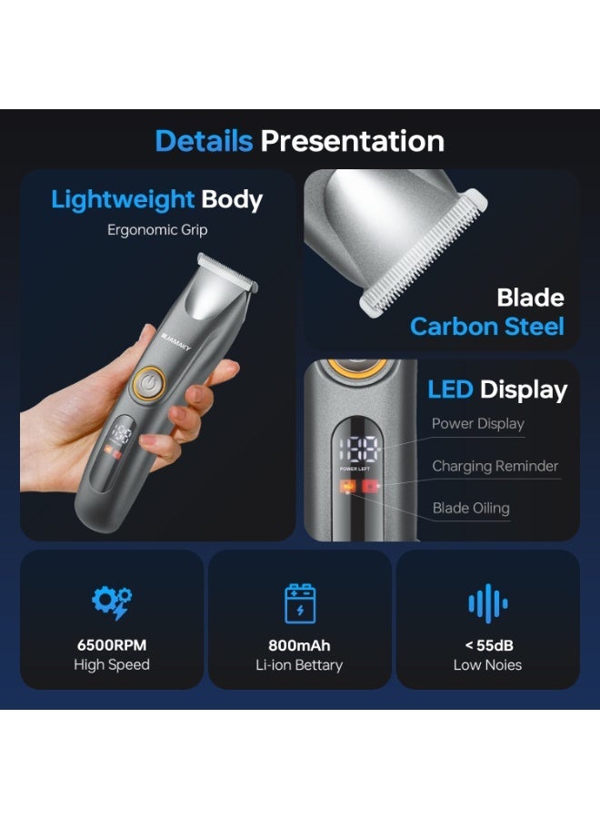 Jamaky Pro Series Hair Trimmer – Professional Cordless Hair & Beard Trimmer with LED Display, USB Charging & Precision T-Blade Grooming Kit - Image 4