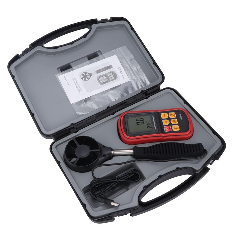 GM8909 مقياس سرعة الرياح الرقمي المحمول مع شاشة LCD ووظيفة تثبيت البيانات - Image 5