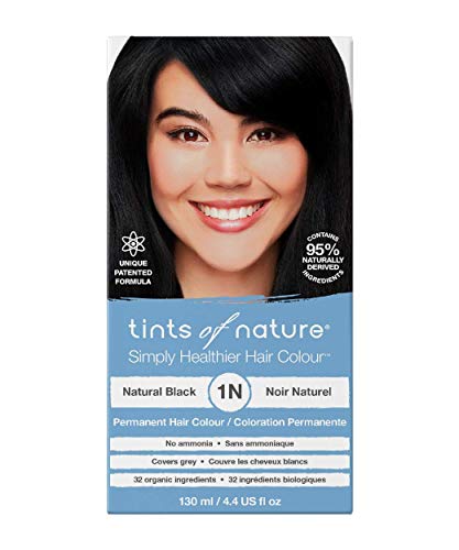 tints of nature تنتس أوف ناتشر 1N صبغة شعر طبيعية سوداء دائمة تغذي الشعر وتغطي الشيب خالية من الأمونيا 44 أونصة سائلة - Image 1