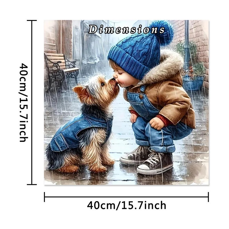 MBNTJHT DIY Animal Dog Paint by Numbers Kit for Adults Beginners,Kiss Dog Watercolor Paint by Number Kits on Canvas for Adults without Frame,Boy Digital Oil Painting Kits for Home Wall Decor 16X16 Inch. - Image 2