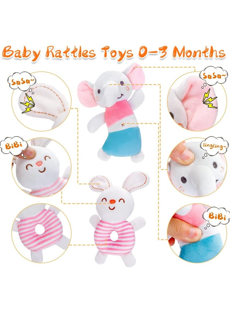 CMGTYYD Baby Rattle Toys, 2Pcs Sensory Plush Toy, Toy for 0-6 Months Newborn, Soft Rattles Ring Toy for Infant Shower Gift (Elephant/Bunny)  - Image 4