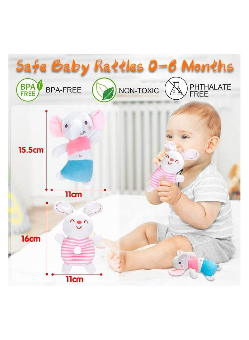 CMGTYYD Baby Rattle Toys, 2Pcs Sensory Plush Toy, Toy for 0-6 Months Newborn, Soft Rattles Ring Toy for Infant Shower Gift (Elephant/Bunny)  - Image 5