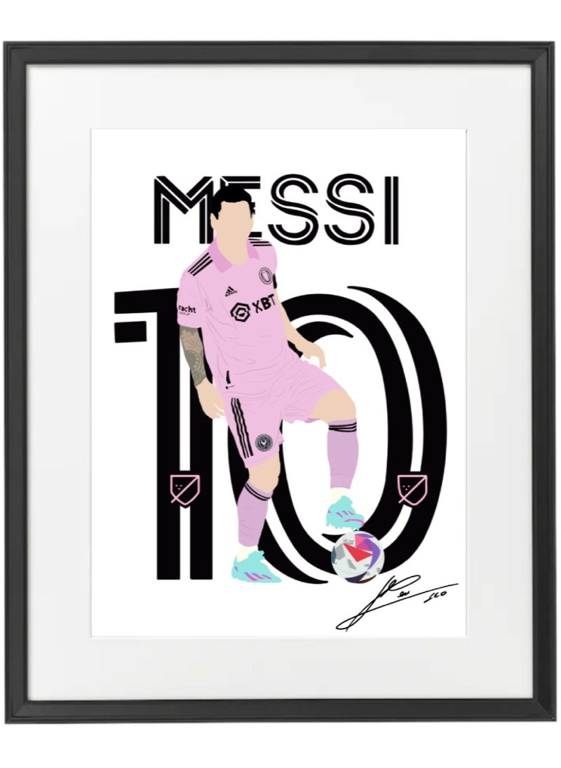 Boomah Accessories - Lionel Messi Inter Miami Digital Painting Art Autographed Poster with Frame 50x40cm - Image 1