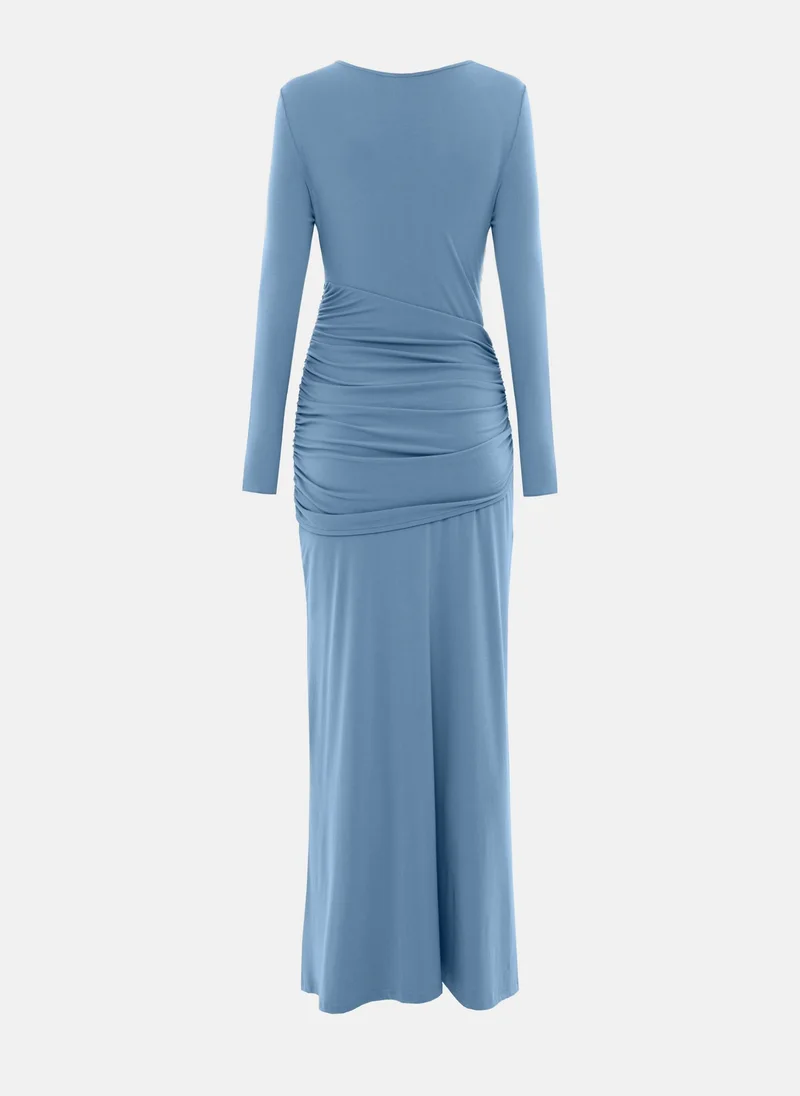 Lichi Maxi dress with metallic decoration on the shoulder