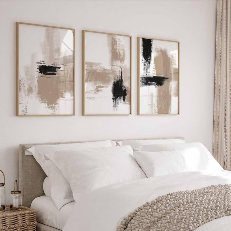 Joocrise Beige Abstract Wall Art Painting Set of 3 Neutral Canvas Wall Art Prints Black Beige Modern Wall Decor Minimalist Art Pictures Abstract Modern Artwork for Room Bedroom 24x36 Inch Unframed - Image 5