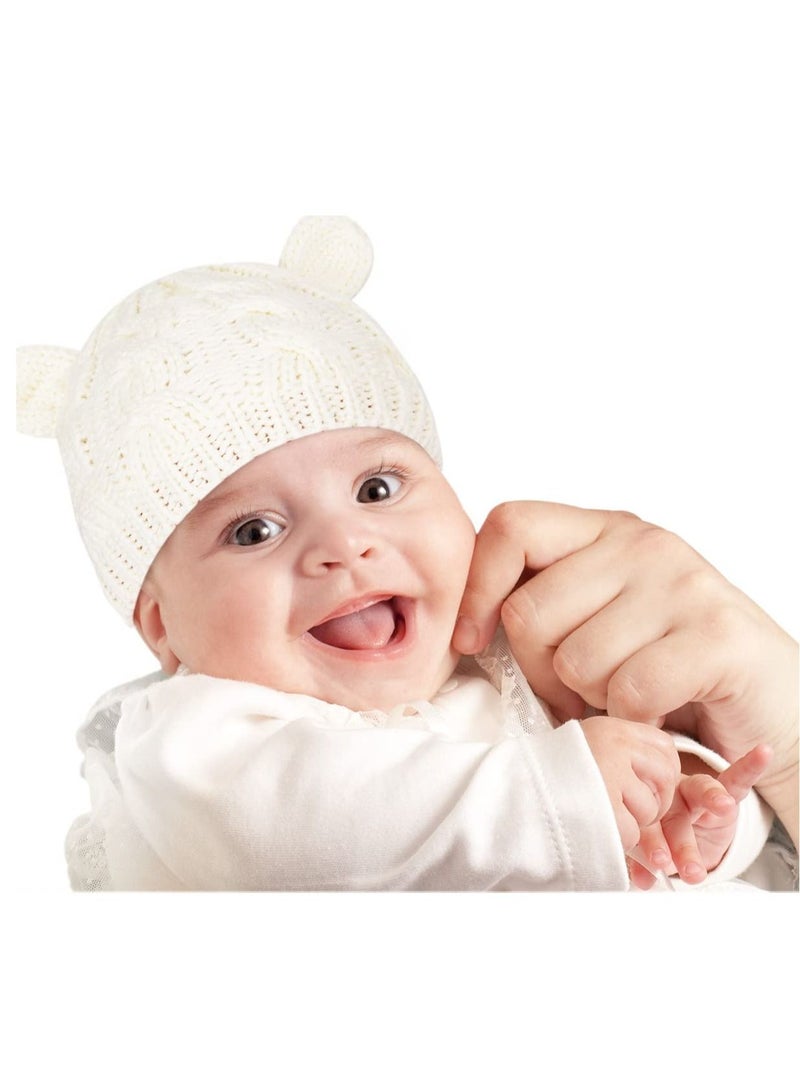Newborn Winter Beanie Hat Gloves Set for Baby Girls Boys, Infant Toddler Warm Knitted Hat Gloves, Uni-Baby Beanies - Image 3