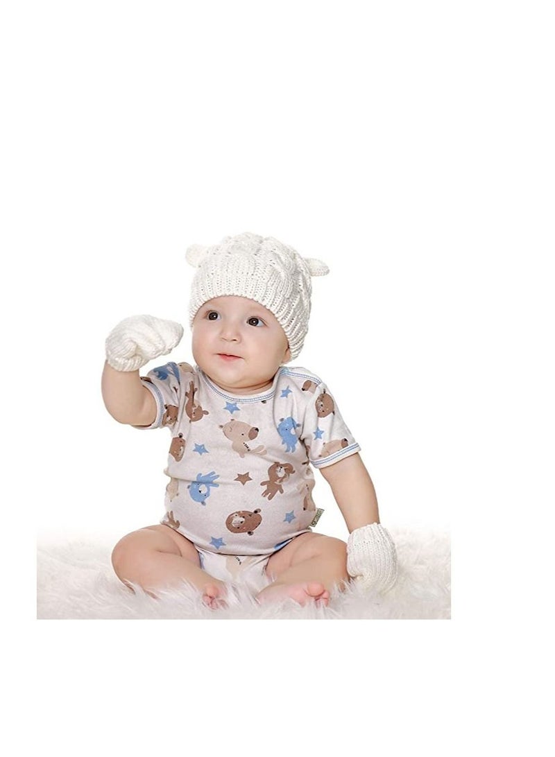 Newborn Winter Beanie Hat Gloves Set for Baby Girls Boys, Infant Toddler Warm Knitted Hat Gloves, Uni-Baby Beanies - Image 5