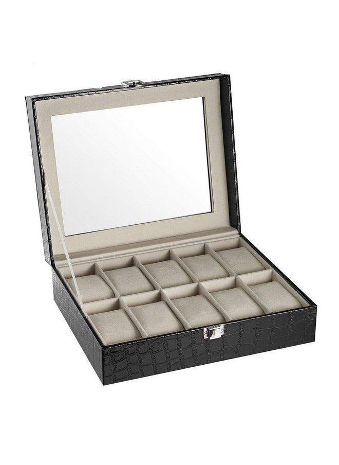 Styleys Styleys Watch Box Organizer Case for Men and Women in Crododile Black Color with 10 Slots of Watches (W12 - Black)  - Image 1