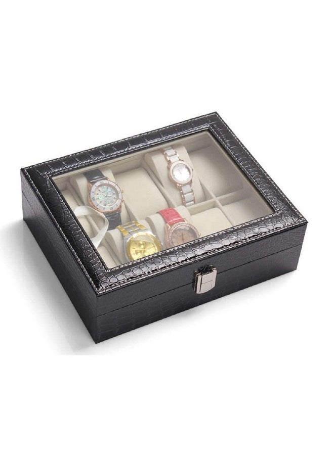 Styleys Styleys Watch Box Organizer Case for Men and Women in Crododile Black Color with 10 Slots of Watches (W12 - Black)  - Image 4