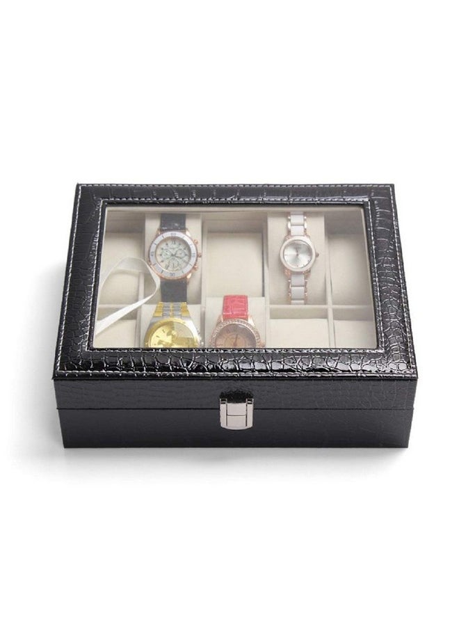 Styleys Styleys Watch Box Organizer Case for Men and Women in Crododile Black Color with 10 Slots of Watches (W12 - Black)  - Image 2