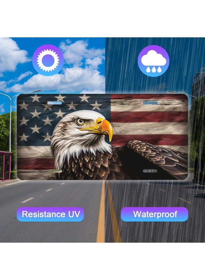 Snowmolle Front License Plate,American Flag with Eagle License Plates Cover Rust-Proof Stainless Steel Metal Car Plate Tag Funny Novelty Vanity Tag Screw Decorative for Men Women Display Use Only - Image 4