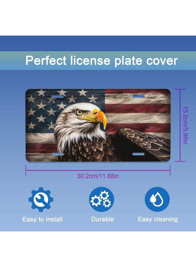 Snowmolle Front License Plate,American Flag with Eagle License Plates Cover Rust-Proof Stainless Steel Metal Car Plate Tag Funny Novelty Vanity Tag Screw Decorative for Men Women Display Use Only - Image 3