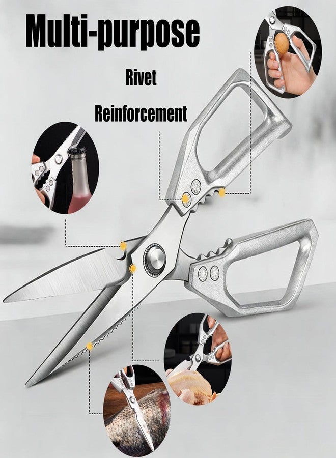 Hazyore Stainless Steel Kitchen Scissors, Kitchen Scissors All Purpose, Stainless Steel Cooking Aid Scissors Heavy Duty Poultry Shears Sharp Silver Meat Scissors Dishwasher Safe - Image 5