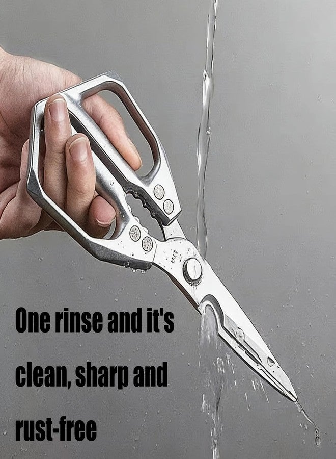 Hazyore Stainless Steel Kitchen Scissors, Kitchen Scissors All Purpose, Stainless Steel Cooking Aid Scissors Heavy Duty Poultry Shears Sharp Silver Meat Scissors Dishwasher Safe - Image 4