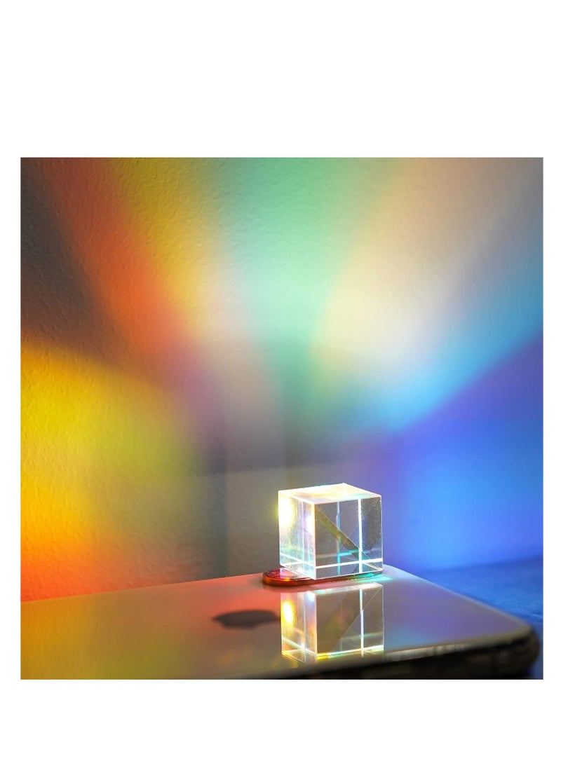 SYOSI - Mini K9 Crystal Glass Prism Cube, Optical Glass RGB Dispersion Prism X-Cube for Physics, Teaching of Optics, Art Decor, Photography Props, Made From Crystal K9 Material, 15 * 15 * 15mm - Image 1