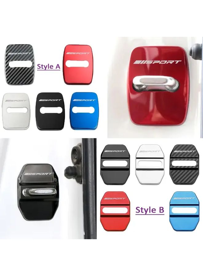Red 4Pcs Car Door Lock Buckle Cover Protector Compatible with Multiple Models Style A - Image 1