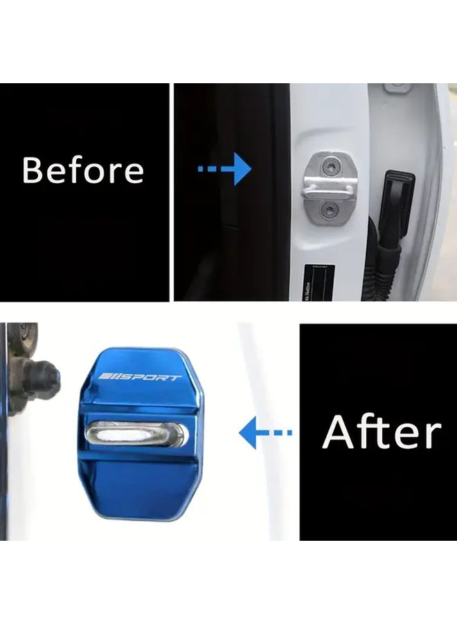Red 4Pcs Car Door Lock Buckle Cover Protector Compatible with Multiple Models Style A - Image 5