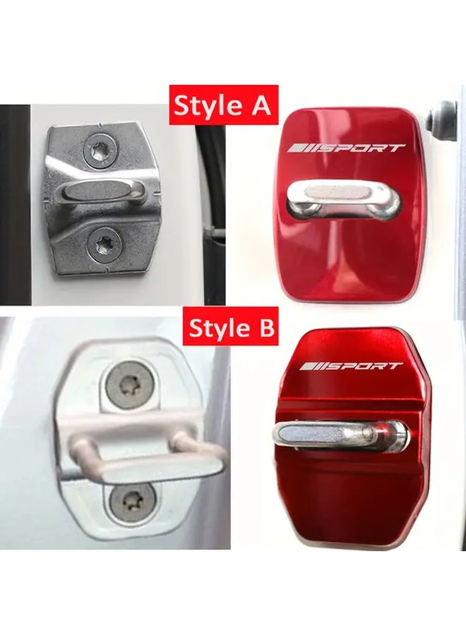 Red 4Pcs Car Door Lock Buckle Cover Protector Compatible with Multiple Models Style A - Image 4
