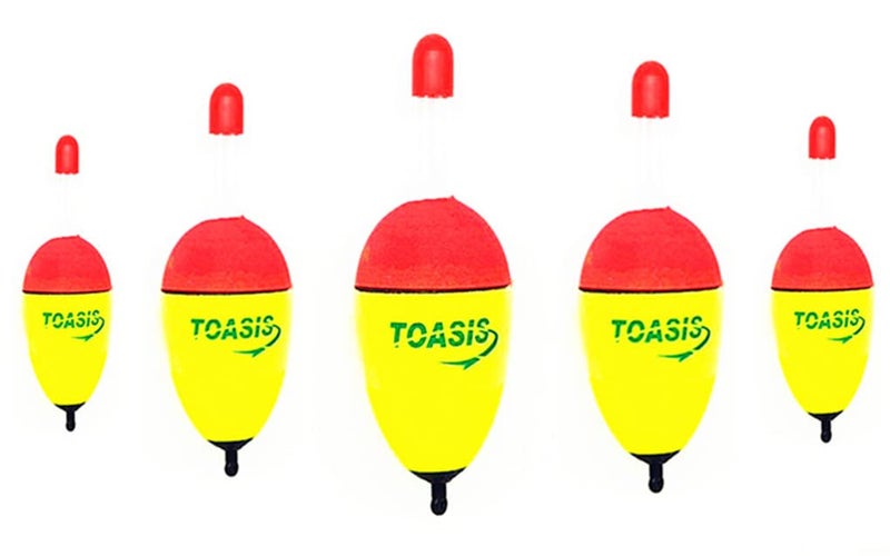 TOASIS Fishing Drift Floats 5pcs Soft EVA Foam Slip Bobbers Assorted Sizes with Glow Sticks and Snap Connectors - Image 1