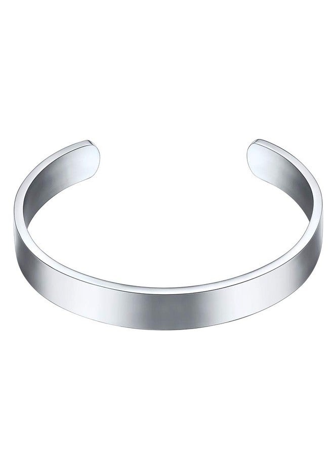 يو7 سوار U7 بسيط مفتوح من الفولاذ المقاوم للصدأ، 6 مم، مصقول، للرجال والنساء (قطر 2.55 بوصة). - Image 1