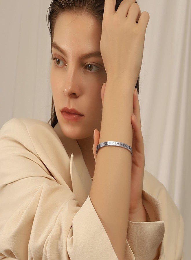 يو7 سوار U7 بسيط مفتوح من الفولاذ المقاوم للصدأ، 6 مم، مصقول، للرجال والنساء (قطر 2.55 بوصة). - Image 3