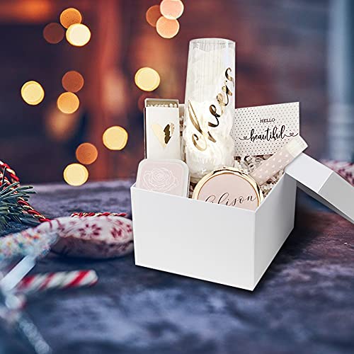 Briful Square Gift Boxes with Lids Set of 4 White Gift Box Assorted Sizes Nesting Gift Boxes for Presents Birthday Bridesmaid Wedding Valentines Christmas Party Favor Boxes - Image 2