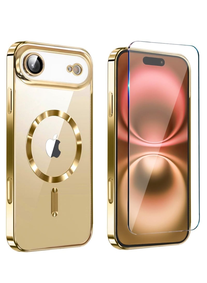 حومة جراب هاتف مغناطيسي شفاف لهاتف iPhone 17 Air مع زجاج مقسّى شفاف لهاتف 17 Air متوافق مع غطاء MagSafe لهاتف iPhone 17 Air مقاس 6.5 بوصة - Image 1