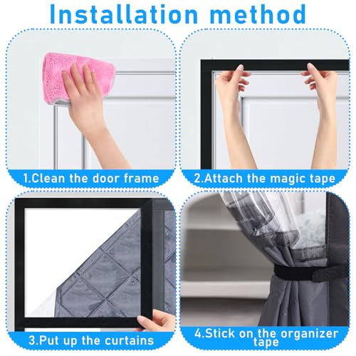Foxtell Visible Magnetic Thermal Insulated Door Curtain, Fit 36” x 80” Door Cover Curtain with Window, Magnetic Winter Door Curtain Sound Proof Curtain for Doorway Weatherproof Thermal Door Curtains - Image 5