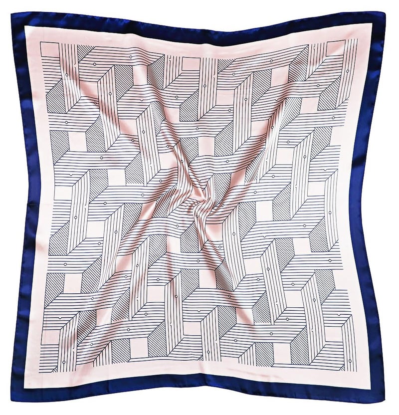 vabovin 35 Ladies Satin Square Silk Like Hair Scarves and Wraps Headscarf for Sleeping Pink Line Pattern - Image 2