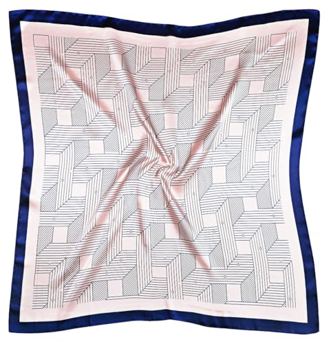 vabovin 35 Ladies Satin Square Silk Like Hair Scarves and Wraps Headscarf for Sleeping Pink Line Pattern - Image 1