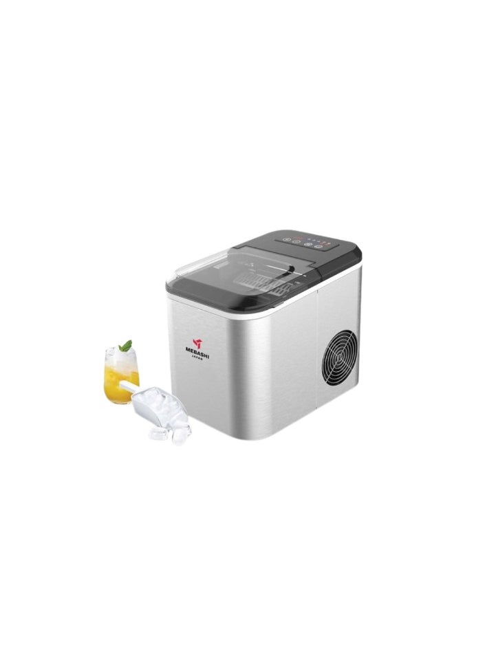 Mebashi MEBASHI 1.6L Ice Maker, 12kg/24hrs Capacity, Small/Large Ice Sizes, Silver (ME-ICE1600)(130W) 