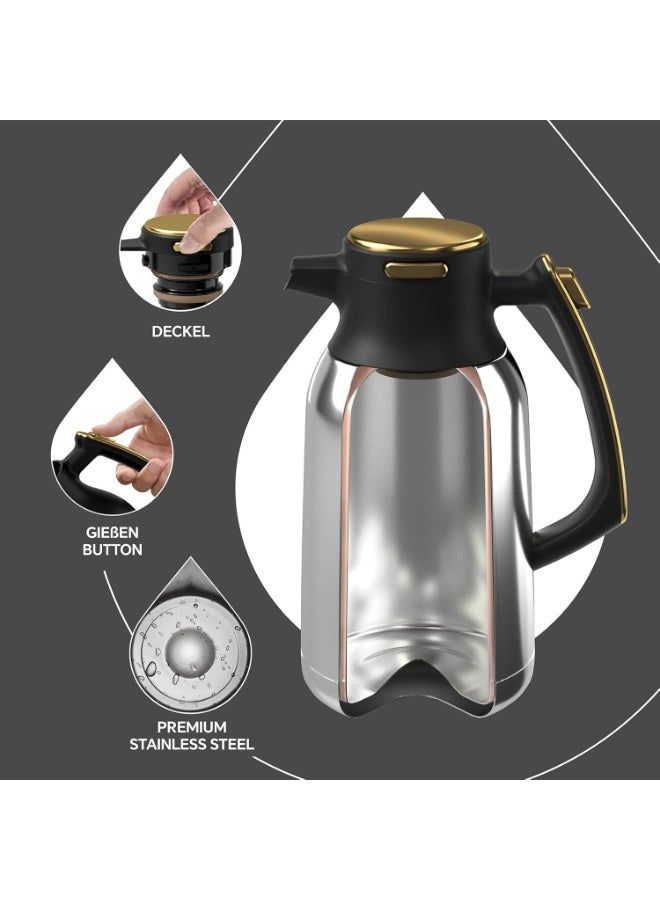 IDEUS Thermos Flask, 2 L, Stainless Steel Double-Walled Coffee Pot, Vacuum Insulation, Insulated Jug, Warming Jug, Teapot for Coffee, BPA-Free, Black - Image 3