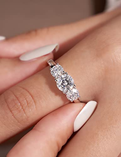 IMOLOVE Moissanite Engagement Ring,Moissanite Rings for Women Couples, 2CT Lab Created Simulated Round Diamond Engagement Rings Size 6.5 - Image 3