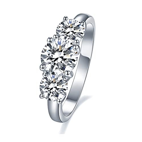 IMOLOVE Moissanite Engagement Ring,Moissanite Rings for Women Couples, 2CT Lab Created Simulated Round Diamond Engagement Rings Size 6.5 - Image 1