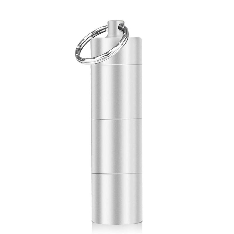 Opret Keychain Pill Holder, 3 Compartments Metal Small Pill Case, Waterproof Portable Travel Pill Box, Pill Container for Purse (Silver) - Image 1