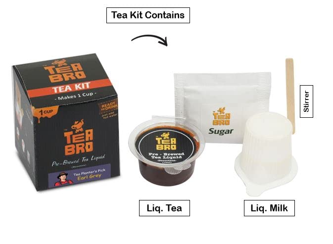 Tea Bro, Instant Milk Tea (Earl Grey Flavour) | Pre-Brewed Tea Liquid Decoction (Concentrate) | Just Add Hot Water | 12 Tea Kits with (Liq.Tea + Liq.Milk + Sugar) - Planter's Pick, Earl Grey - Image 2