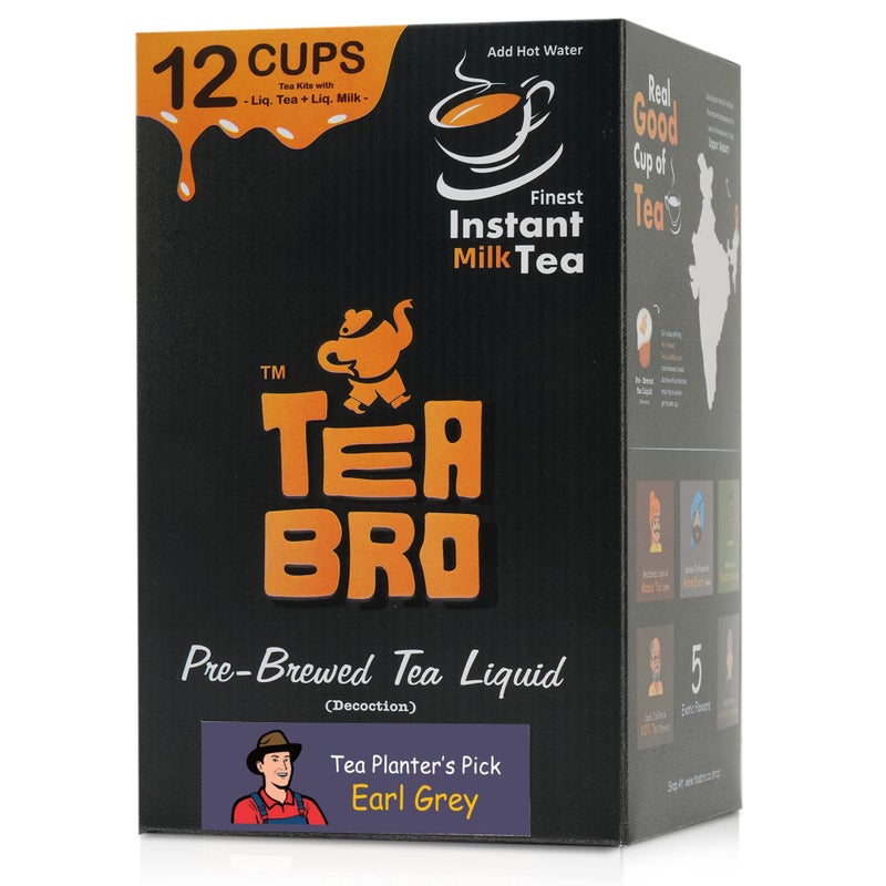 Tea Bro, Instant Milk Tea (Earl Grey Flavour) | Pre-Brewed Tea Liquid Decoction (Concentrate) | Just Add Hot Water | 12 Tea Kits with (Liq.Tea + Liq.Milk + Sugar) - Planter's Pick, Earl Grey - Image 5