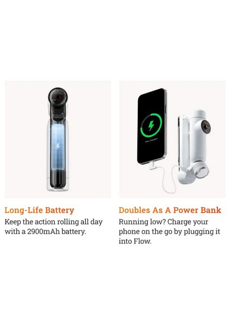 Insta360 - Insta360 Flow Al-Powered Smartphone Gimbal Stabilizer with 3-Axis Stabilization Deep Track 3.0 1-Step Rapid Deploy Built-In Selfie Stick and Tripod - Stone Gray - Image 1