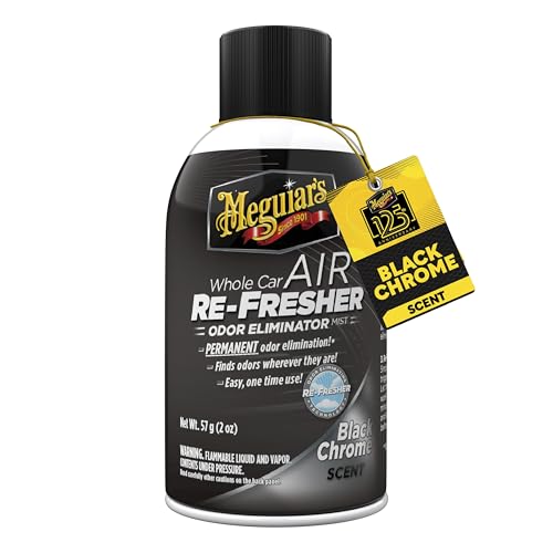 Meguiar's Meguiars Whole Car Air Refresher Odor Eliminator Black Chrome 2 OzCar Air Freshener For Commuters Detailers Car Odor Eliminator Mist Refreshes Car Cabin Air For Sedan Suv Truck Van - Image 1