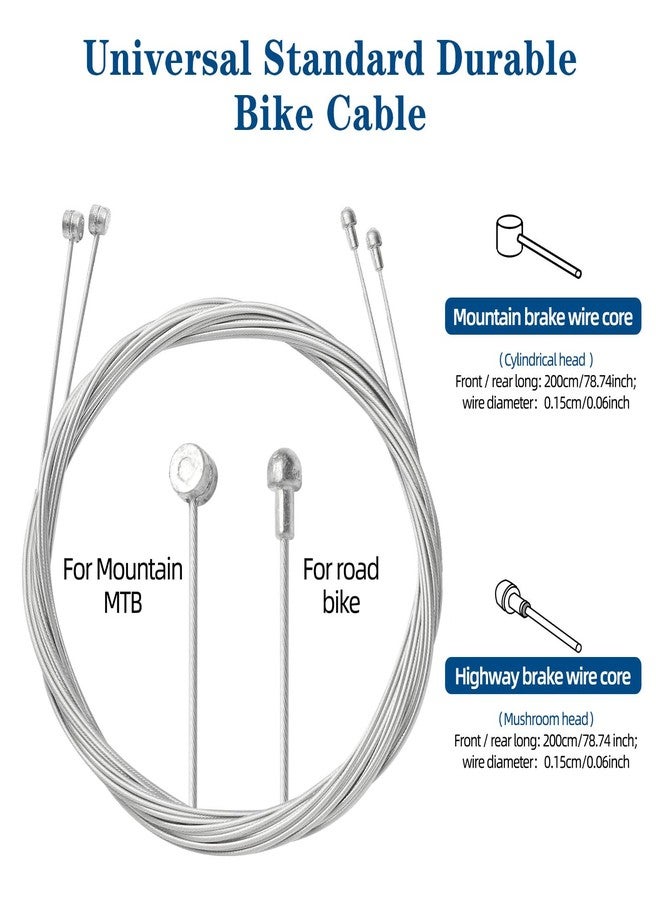 Gionfe 4Pcs Universal Bike Brake Cable Set, Standard Bicycle Brake Cable, Replaceable Brake Inner Wire Cable,Professional Bicycle Brake Line For MTB Mountain Bikes Or Road Bikes,Free End Caps Accessories 2M - Image 2