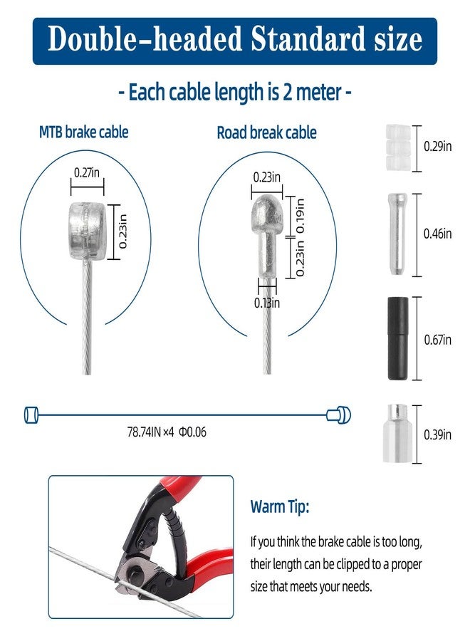 Gionfe 4Pcs Universal Bike Brake Cable Set, Standard Bicycle Brake Cable, Replaceable Brake Inner Wire Cable,Professional Bicycle Brake Line For MTB Mountain Bikes Or Road Bikes,Free End Caps Accessories 2M - Image 4