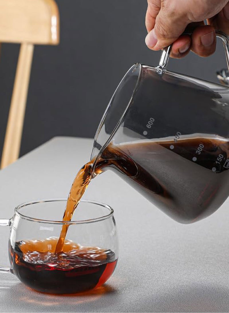 بريتيل V60 صانع القهوة 600 مل، 2-4 أكواب، إبريق قهوة زجاجي مع فلتر V60، صينية خشبية أصلية للاستخدام في المنزل أو المكتب أو المقهى أو زاوية القهوة. - Image 4