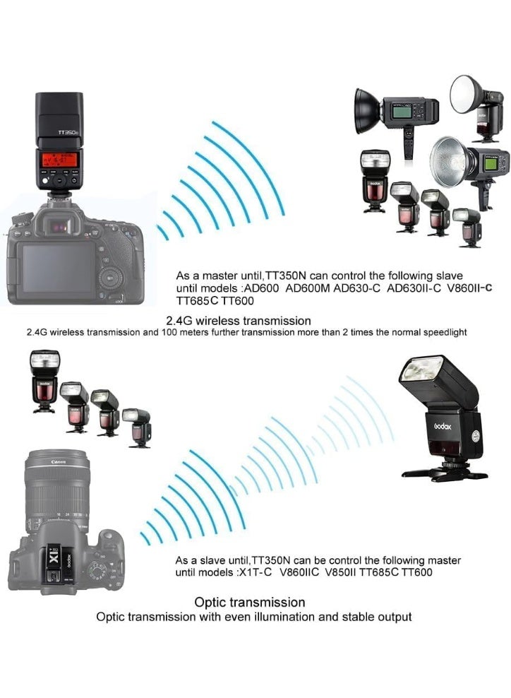 Godox TT350C Speedlight for Canon – Compact TTL HSS Flash with Wireless X System, Black - Image 5