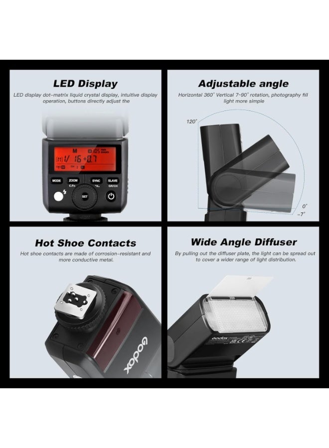 Godox TT350C Speedlight for Canon – Compact TTL HSS Flash with Wireless X System, Black - Image 3