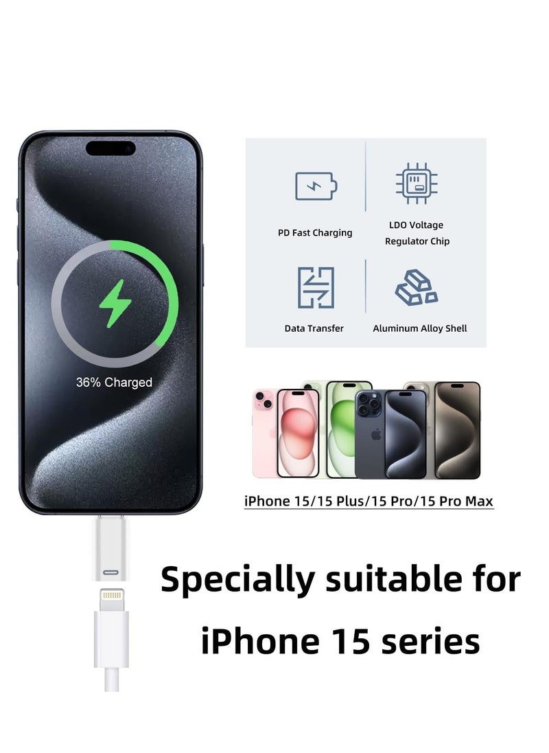 SYOSI - AreMe 2 Pack USB-C Male to Lightning Female Adapter  USB Type C to Lightning Connector for iPhone 15/15 Plus/15 Pro/15 Pro Max iPad Air Support PD Fast Charging and Data Transfer  White - Image 1