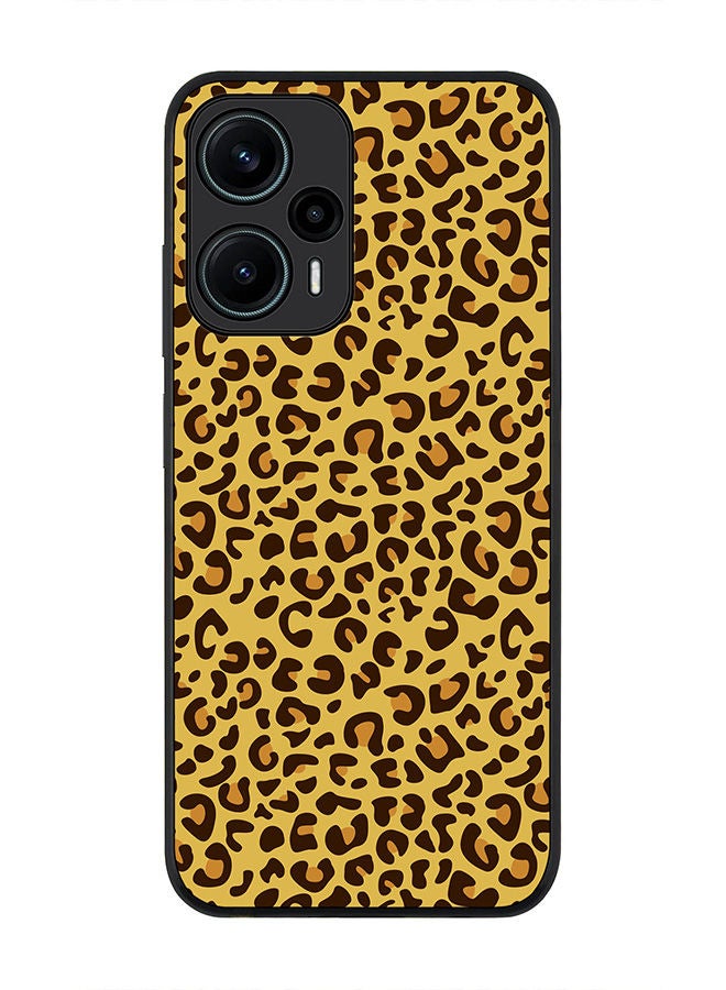 Stylizedd Rugged Black edge case for Xiaomi Poco F5 5G / Xiaomi Redmi Note 12 Turbo 5G Slim fit Soft Case Flexible Rubber Edges Anti Drop TPU Gel Thin Cover - Leopard Skin Print - Image 1
