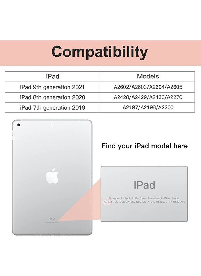 Rock Pow - case cover for Apple iPad 10.2 Inch 2021/2020/2019 (9th/8th/7th) Model with Pencil Holder,Slim Tablet Cover with Soft TPU Back,Auto Wake/Sleep for iPad 10.2 inch - Image 1