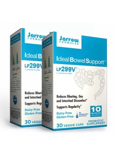 Ideal Bowel Support - 10 Billion Organisms Per Serving - 30 Veggie Caps, Pack of 2 - Bowel Support - Reduces Bloating , Gas & Intestinal Discomfort - Up to 60 Total Servings